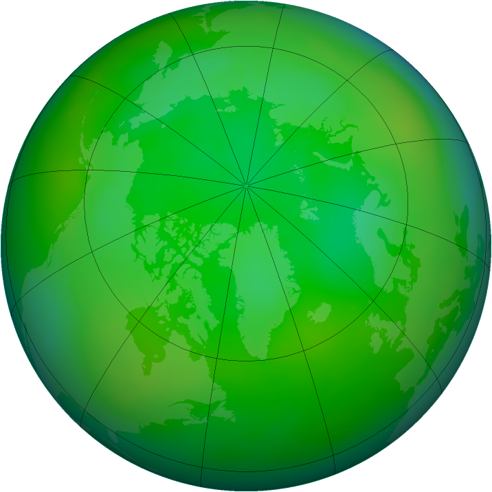 Arctic ozone map for July 2014